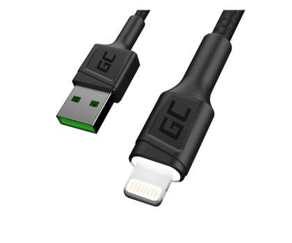 Kabel GREENCELL Kabel USB-Lightning Ray 1,2m LED czarny